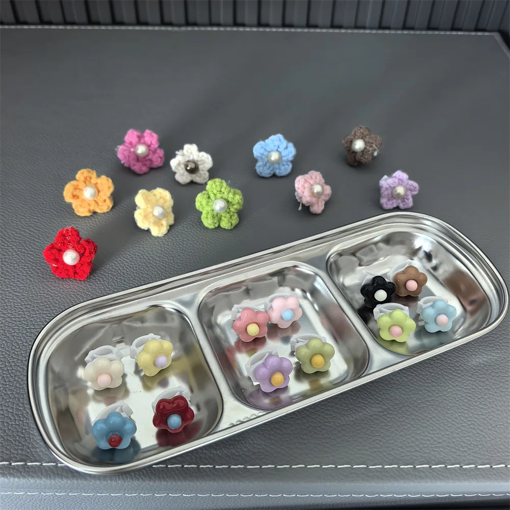 Shoe Charms Knitted Yarn Pearl Flower Candy Color Lace Buckle Sports Hiking Shoes Decoration Accessories Premium Clasp