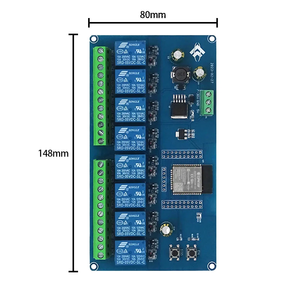 DC5-30V power supply esp32 WiFi Bluetooth ble 8 channel relay ESP32-WROOM secondary development board