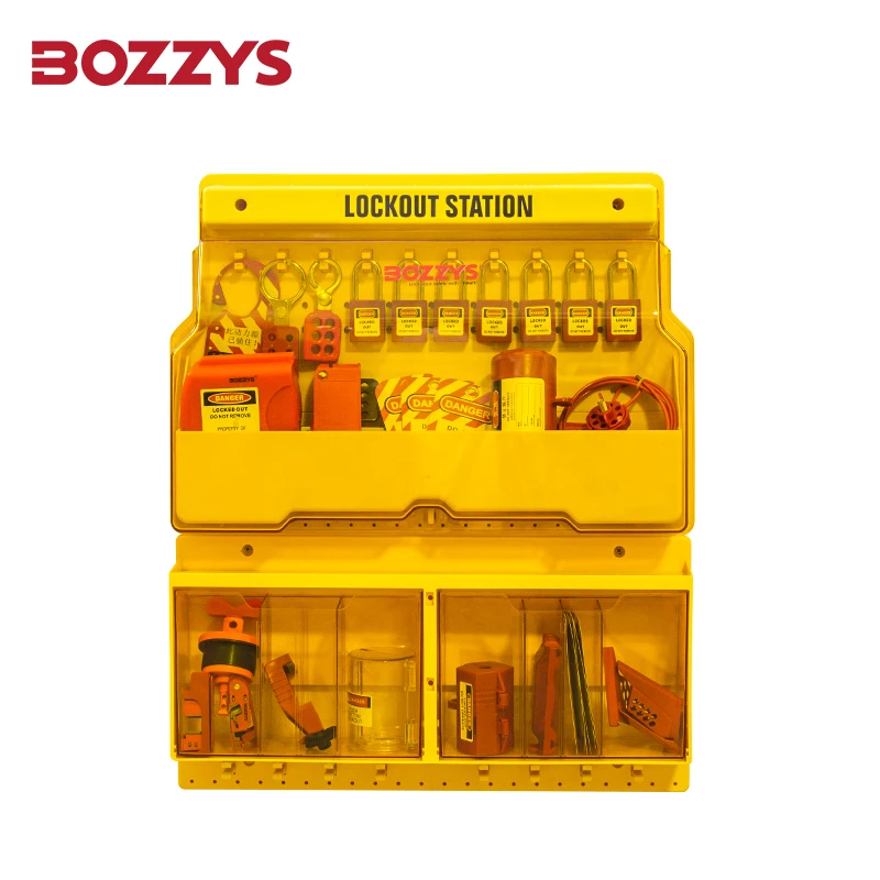 

BOZZYS B1100 Durable Deluxe Lockout Station with Cover and Trilingual Labels for Visualized Management of Safety Locks Storage