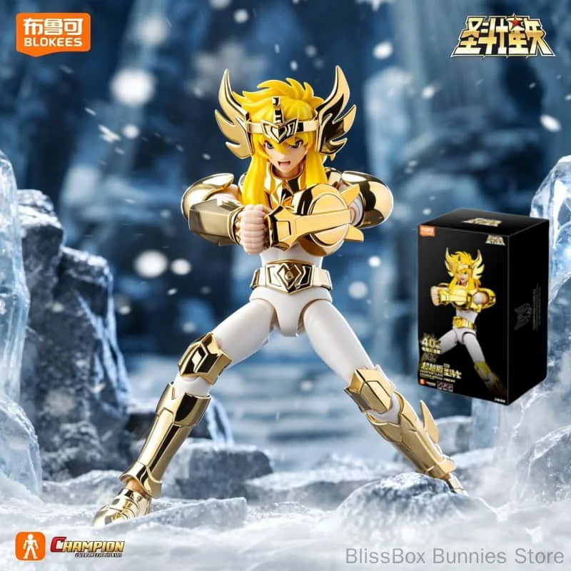 

Blokees Saint Seiya Cygnus Hyoga Gold Cloth Ex Champion Class Articulated Action Figure Collectible Model Desktop Ornament Toy