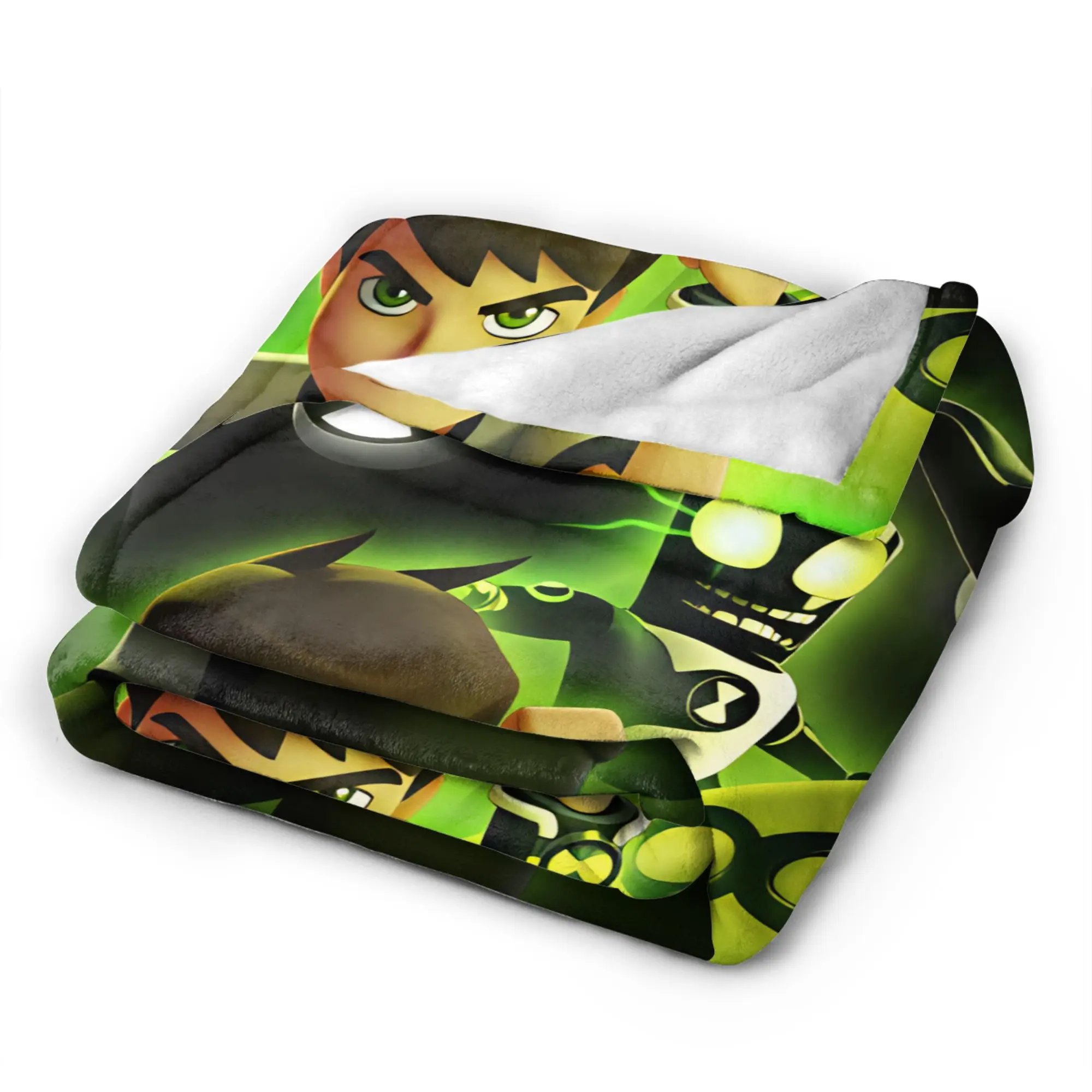 Ben 10 Cartoon Throw Blanket Warm Print Blanket  For Living Room Plane Travel Flannel Bedspread Bed Cover