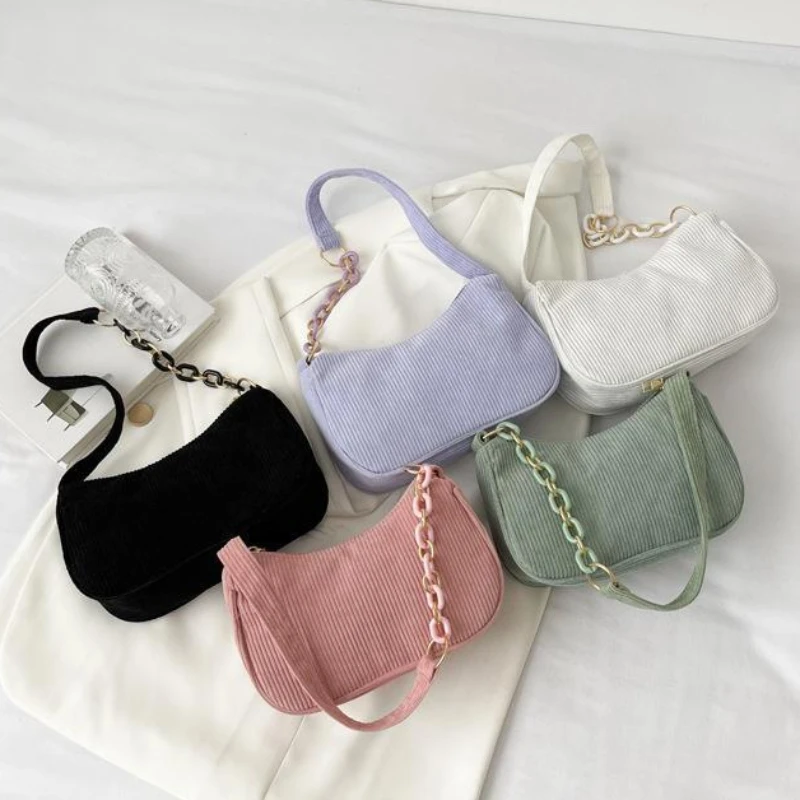 Korean Style Canvas Bag Simple Casual Velvet Women's Shoulder Bag Solid Color Mini Crossbody Bag Portable Bag Handheld Tote bag