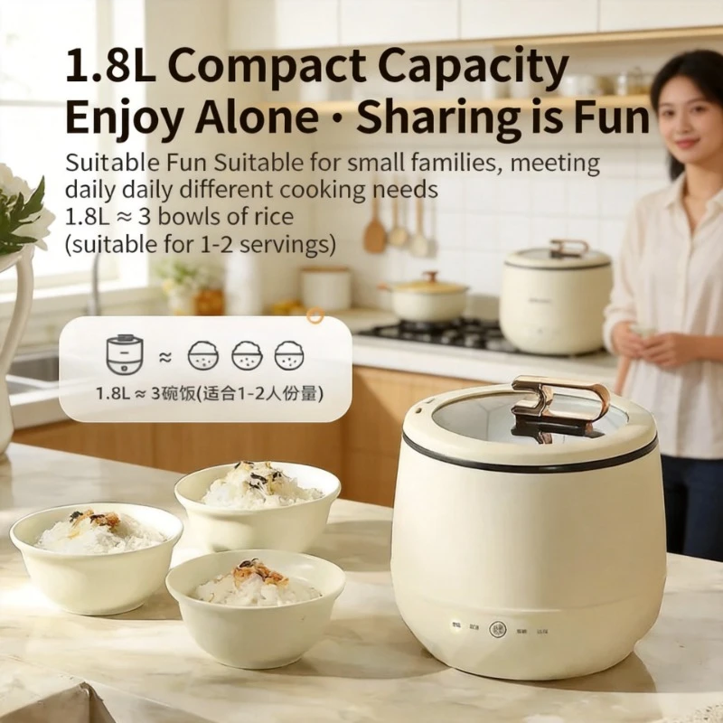 

1.8L Mini Electric Rice Cooker 110V American Standard, Non-stick Multifunctional Cooking Pot for Household Dormitory 1-2 Persons