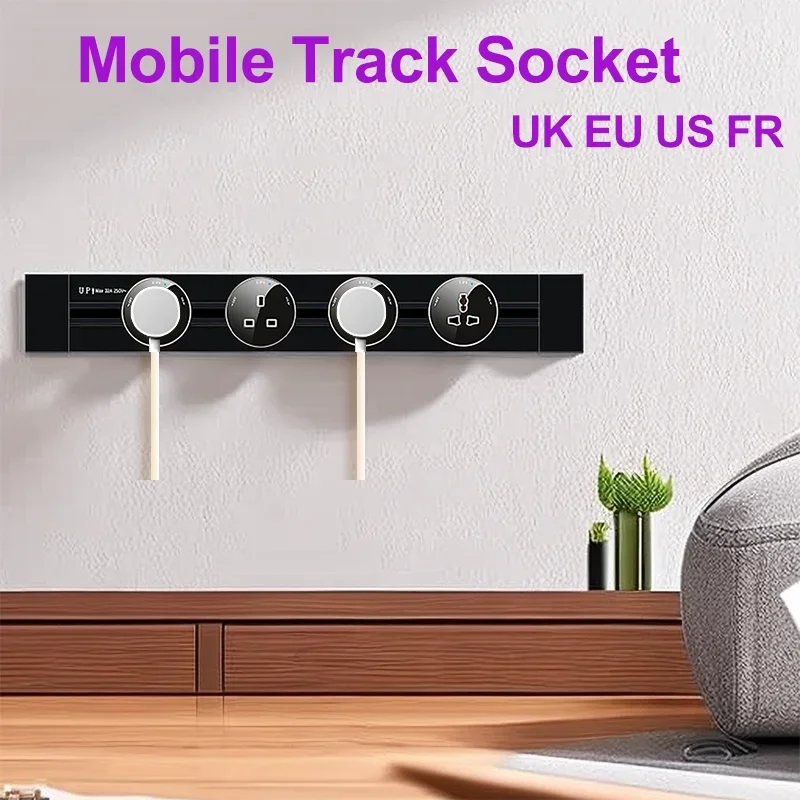 

UK EU US FR Electric Track Socket Power Extension Socket Hidden Wall Kitchen Socket in The Countertop Built-in Electrical Outlet