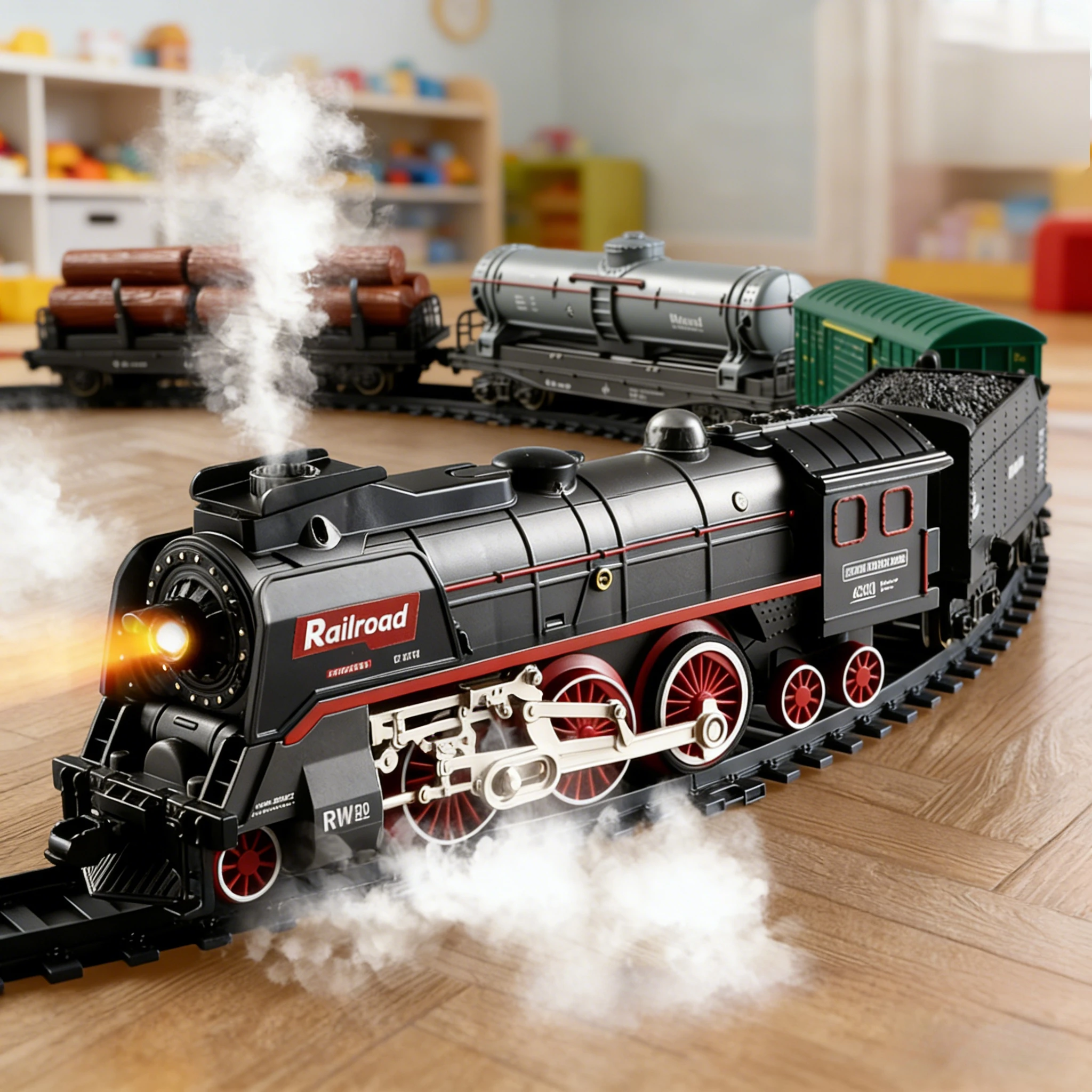 

Игрушка для электрического поезда с паровым распылением на батарейках — набор обучающих треков для детей