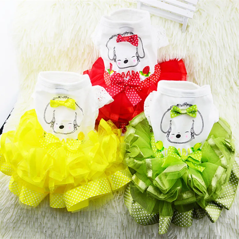 Cute Dog Clothes for Small Dogs Wedding Dress Skirt Summer Luxury Princess Pet Clothes Fruit Design 11AY22QS2