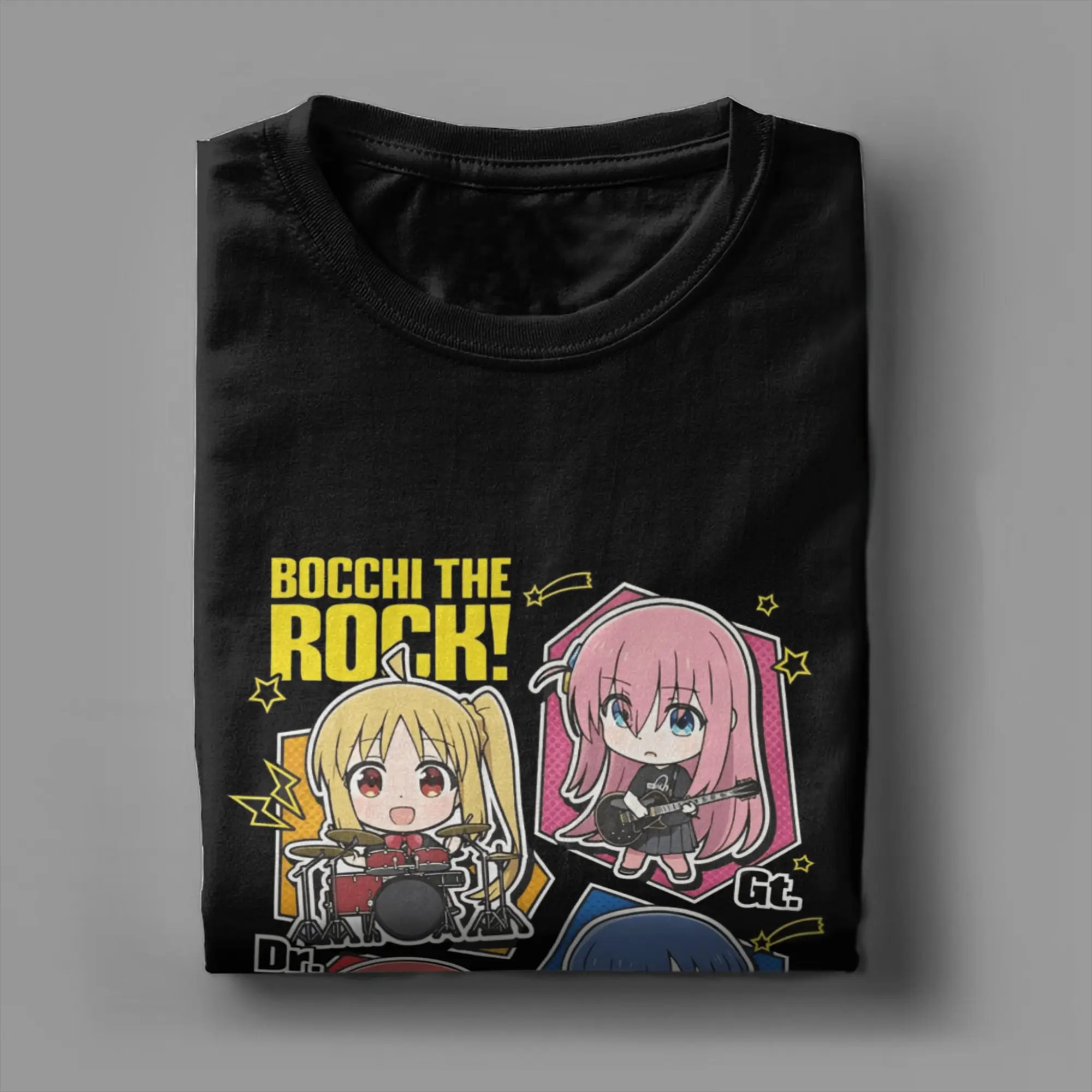 تي شيرت Vintage Bocchi The Rock Kessoku Band للرجال بياقة دائرية من القطن تي شيرت قصير الأكمام تي شيرت ملابس فريدة من نوعها