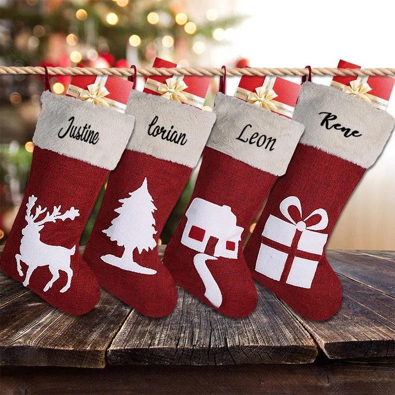 

Personalized Embroidery Christmas Socks Gift Bags Christmas Decorations Christmas Pendants Christmas Tree Hangers Candy Bags