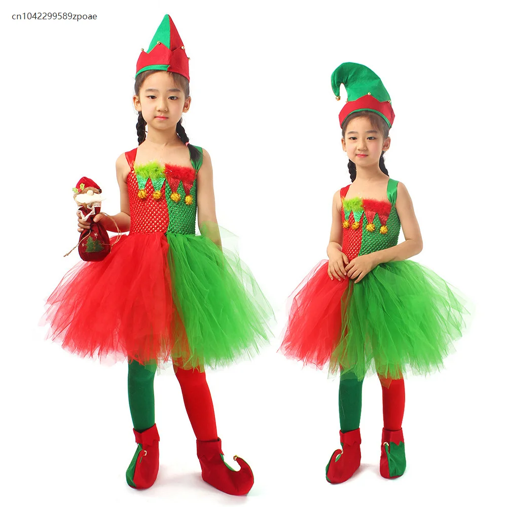 criancas-meninas-natal-vermelho-verde-elfo-de-natal-vestido-inchado-conjunto-papai-noel-feriado-ballet-tutu-palco-desempenho-traje