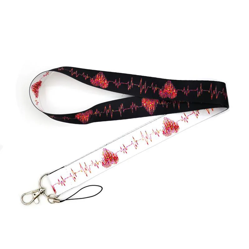 Imagem -02 - Médico Eletrocardiograma Coração Art Lanyard Chaves Suporte do Telefone Correia de Pescoço com Chaveiro id Faça Você Mesmo Fitas de Webbing Animal Pendure Rope