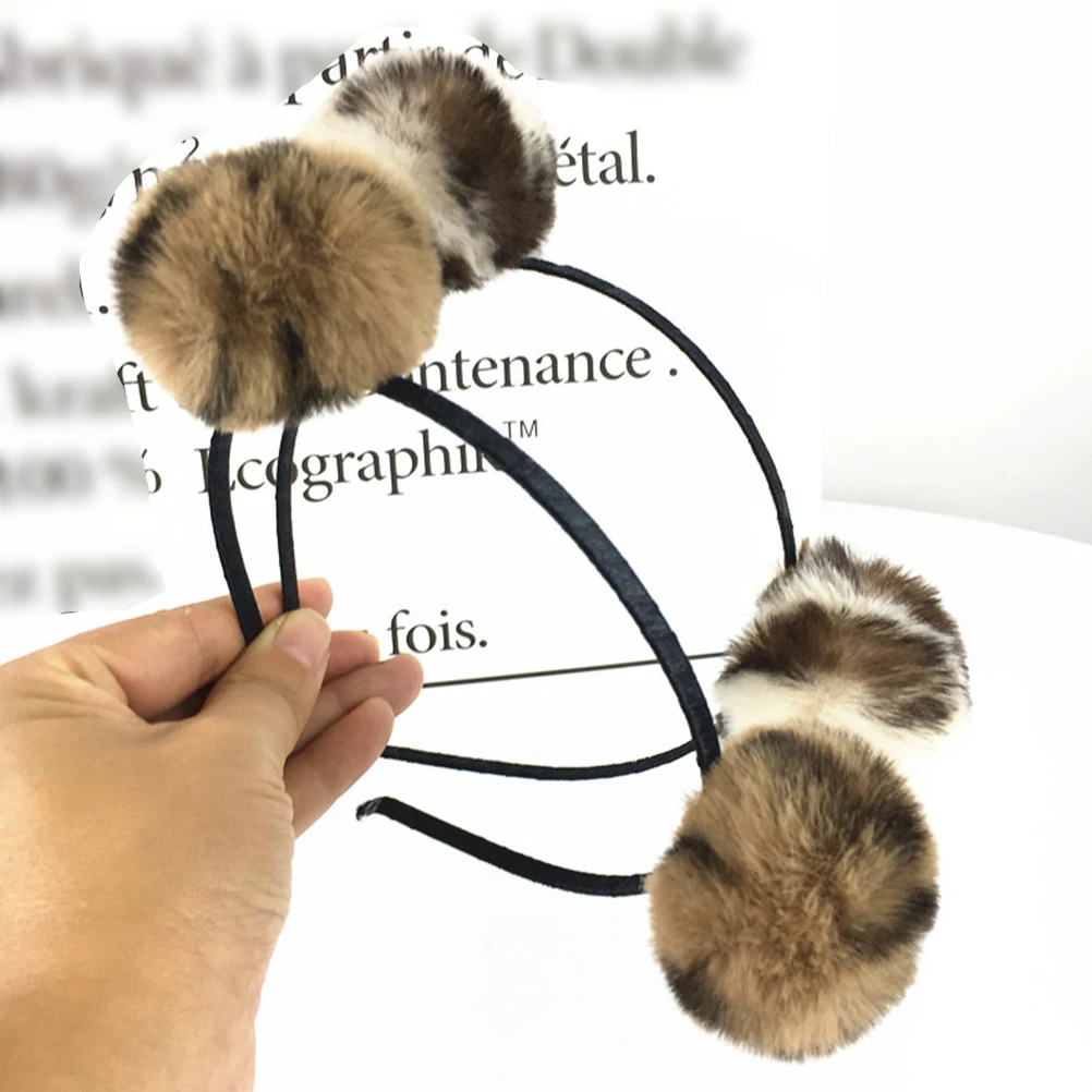 

Leopard Print Hair Ball Headband Party Accessories Cosplay Headdress Kids Headbands