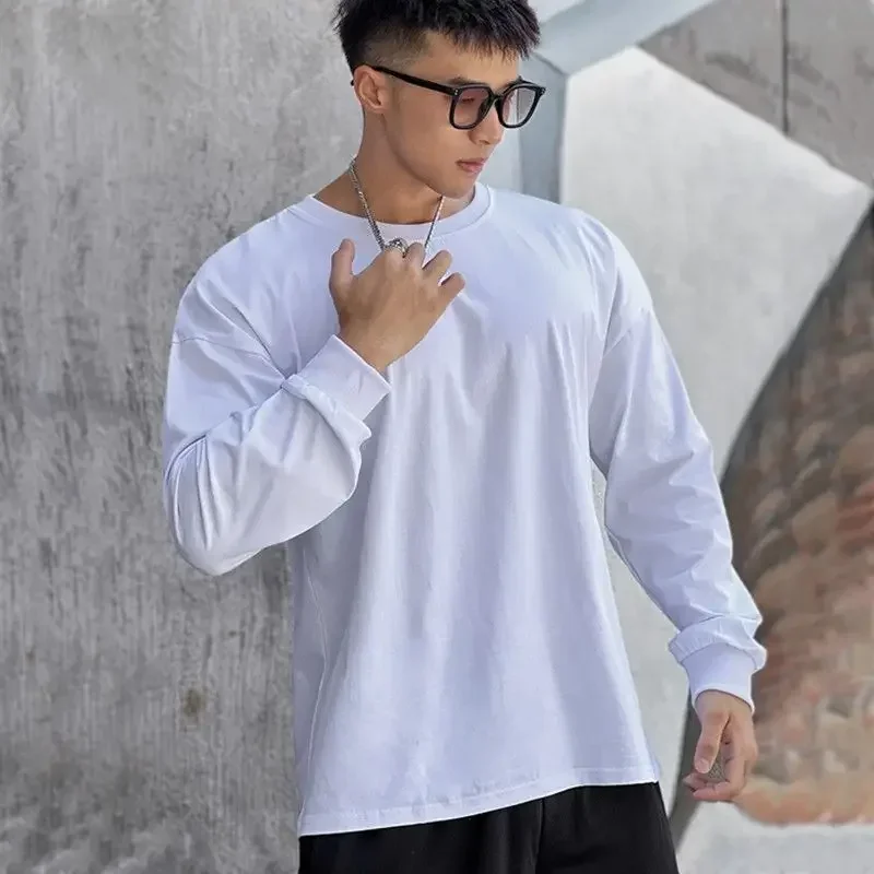 Men's Clothing Running Baggy T Shirt for Man Plain Unicolor Top Gym White New Harajuku Fashion It High Brand Emo Polyester Tee A