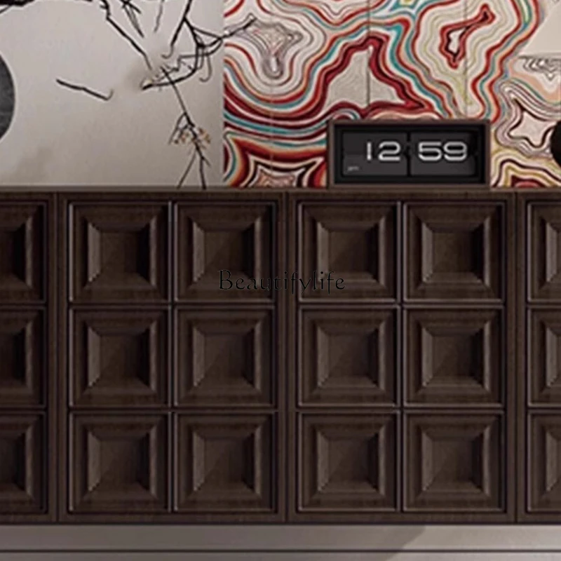 

5American old solid wood dining side cabinet wabi wind living room retro entrance shoe cabinet