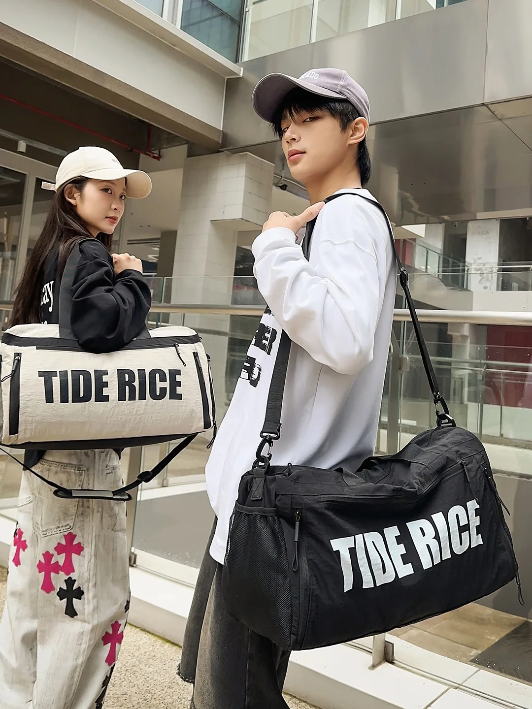 Large-capacity travel bag with independent shoe compartment, business trip luggage bag, dry-wet separation sports gym bag, bulk