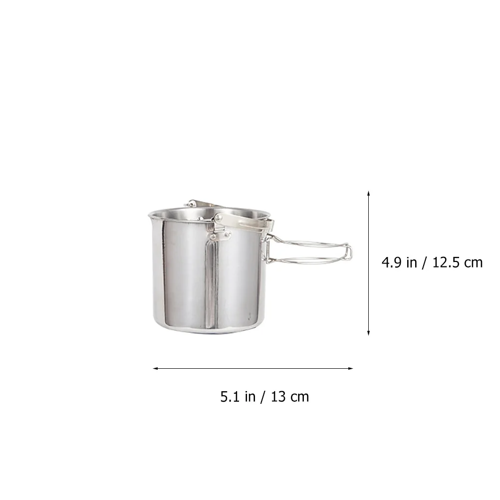 

1 set 1 Set Stainless Steel Camping Cookware Set Portable Outdoor Kettle With Measuring Scale Heat Resistant Lightweight Picnic