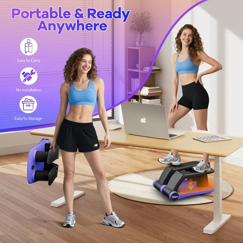 متسلق درج القلب المنزلي المحمول - ستيبر صغير قابل للتعديل مع شاشة LCD