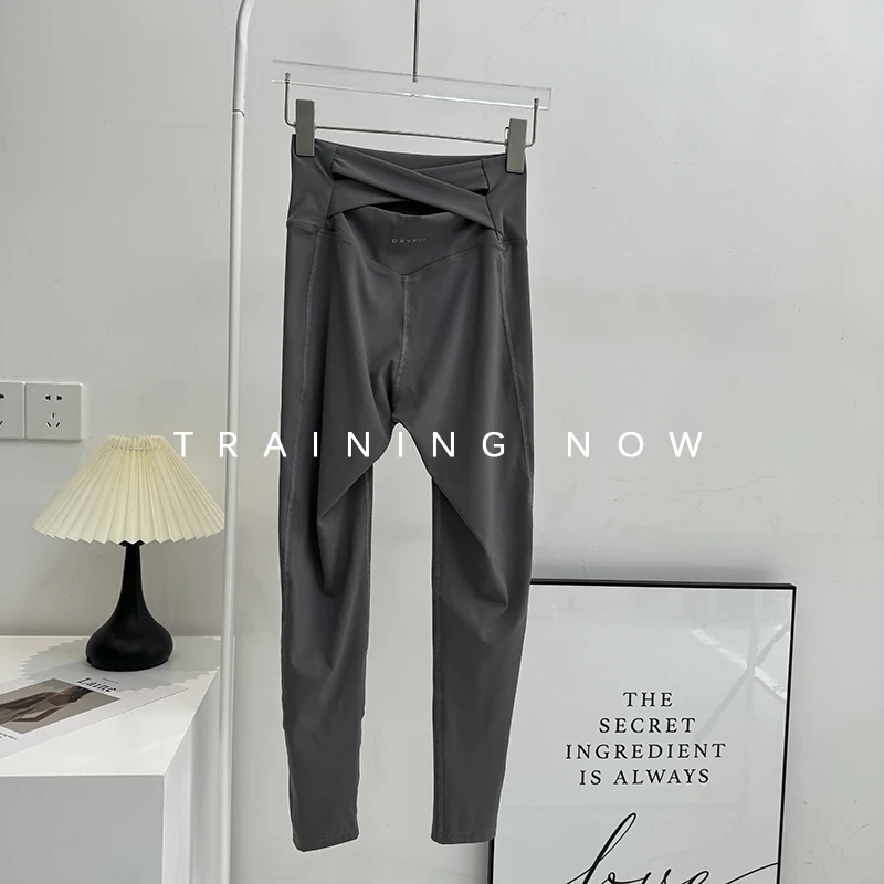 

Cross-waist peach hip pants ~ high-waisted belly-control fitness pants for women quick-drying tights for outer wear running