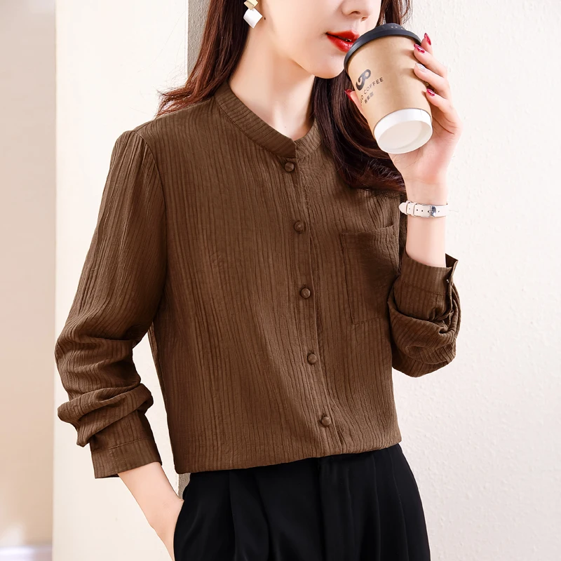 

New Soft Linen Cotton Shirts for Women Lightweight Long Sleeve Casual Breathable Blouses Simplicity Style Solid Tops Femme