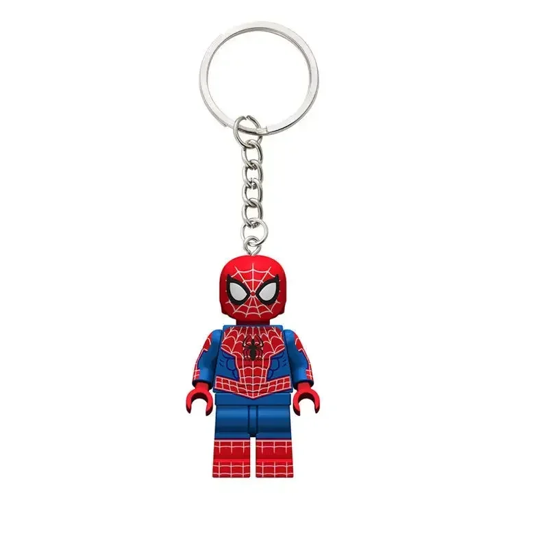 LLavero de bloques de construcción de dibujos animados de películas periféricas, Spiderman, Gwen, Marvel, creativo, bolsa de juguete ensamblada, accesorios colgantes, regalo