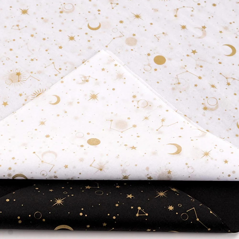 20 hojas/paquete de papel tisú de cielo estrellado, patrón de constelaciones de estrellas y Luna, papel para envolver regalos, papel para envolver Navidad y Año Nuevo