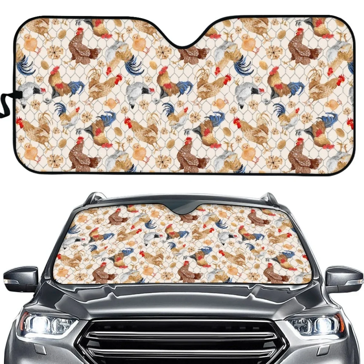 Cute Cocks Car Front Windshield Sunshade Folding-up Sun Shade Universal UV Protect Heat Reflector Accessories Wind Shield Cover