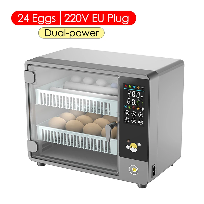 24-ei volautomatische draaiende incubator Touch-temperatuurregeling Uitbroedmachine Kip Eend Kwartel Vogel Broedmachine voor huishoudelijk gebruik - afbeelding 1