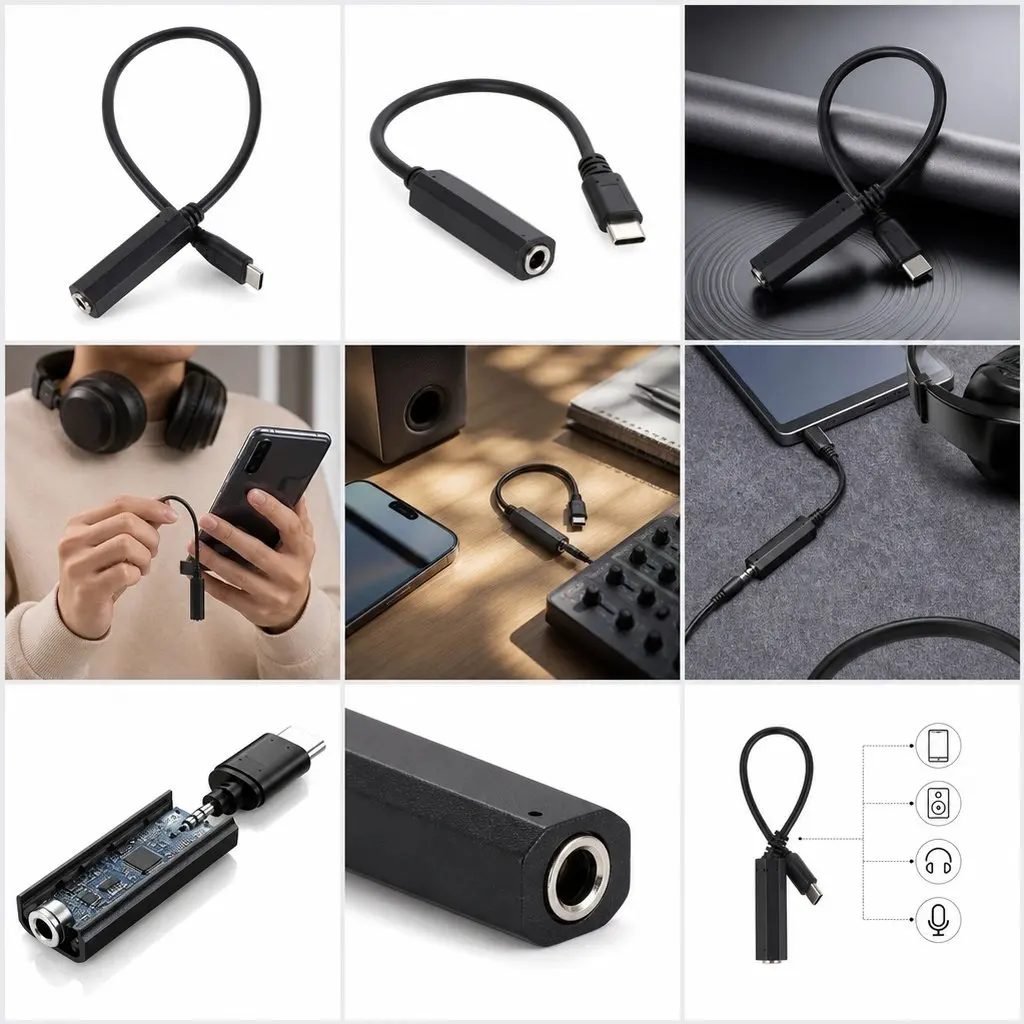 3Pcs Audio Cable Earphone Adapter USB C Type-C to 6.5mm Headphone Connector Compatible for Amplifier Mixer Home Theatre Laptop