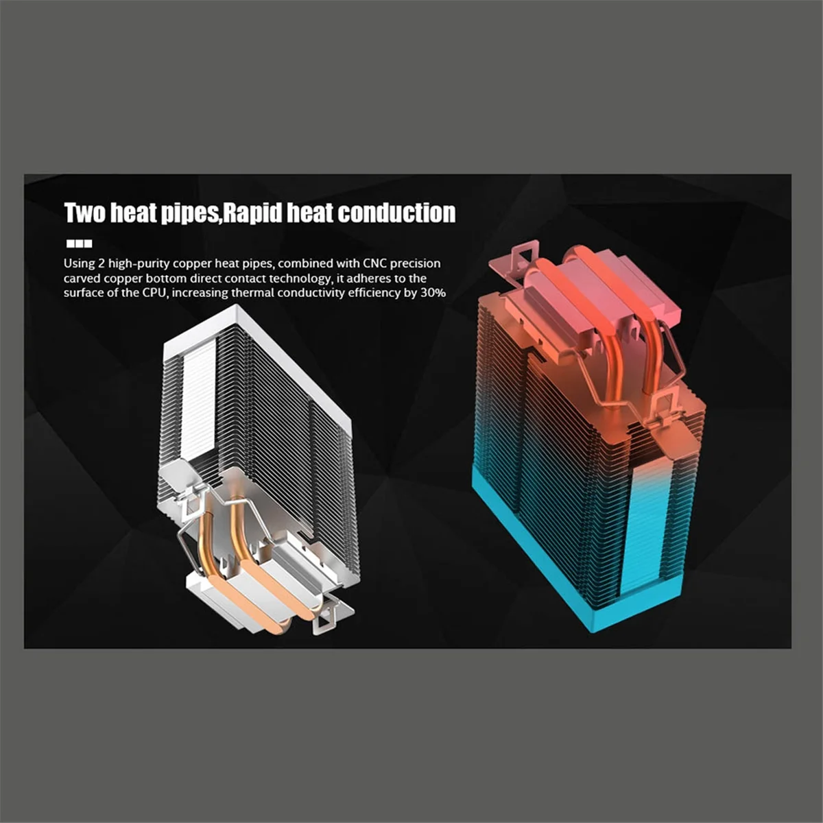 A71P KF200 CPU Cooler ARGB Quiet Fan 2 Heat Pipes Air Radiator for FM1/FM2/AM2/AM3/AM4/AM5 PC Processor Heatsink Cooler