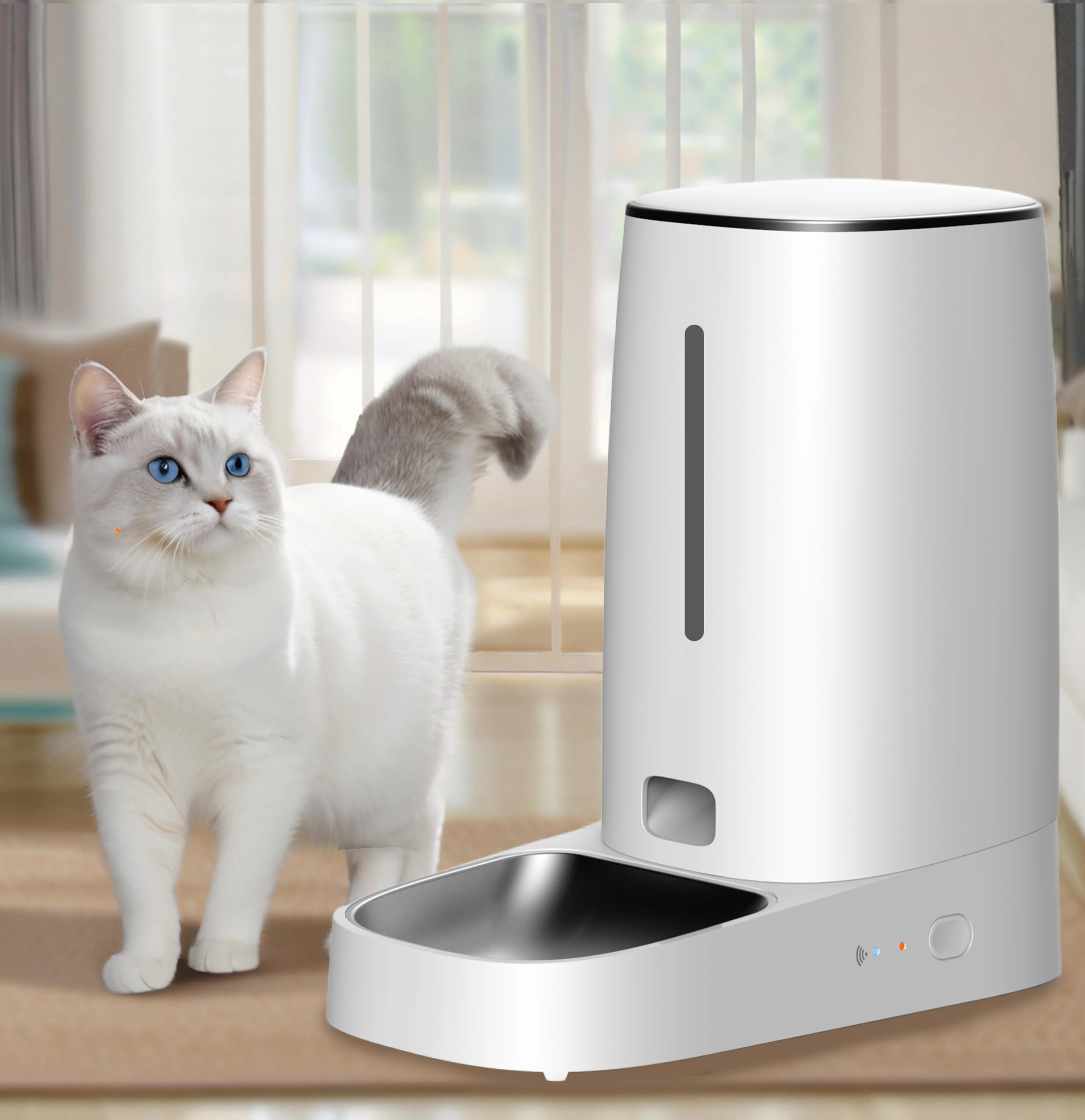 

Умная автоматическая кормушка для домашних животных с дистанционным управлением Wi-Fi, 4 л, миска большой емкости, стильная миска для кошек и собак