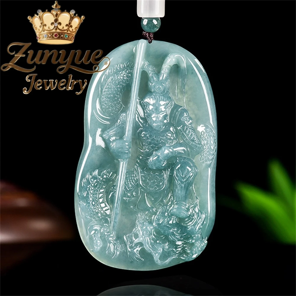 

Natural A-Grade Jadeite Blue Water Domineering Celestial Sage Jade Pendant Luxury Quality Jewelry Fashion Jewelry Elegant Charms