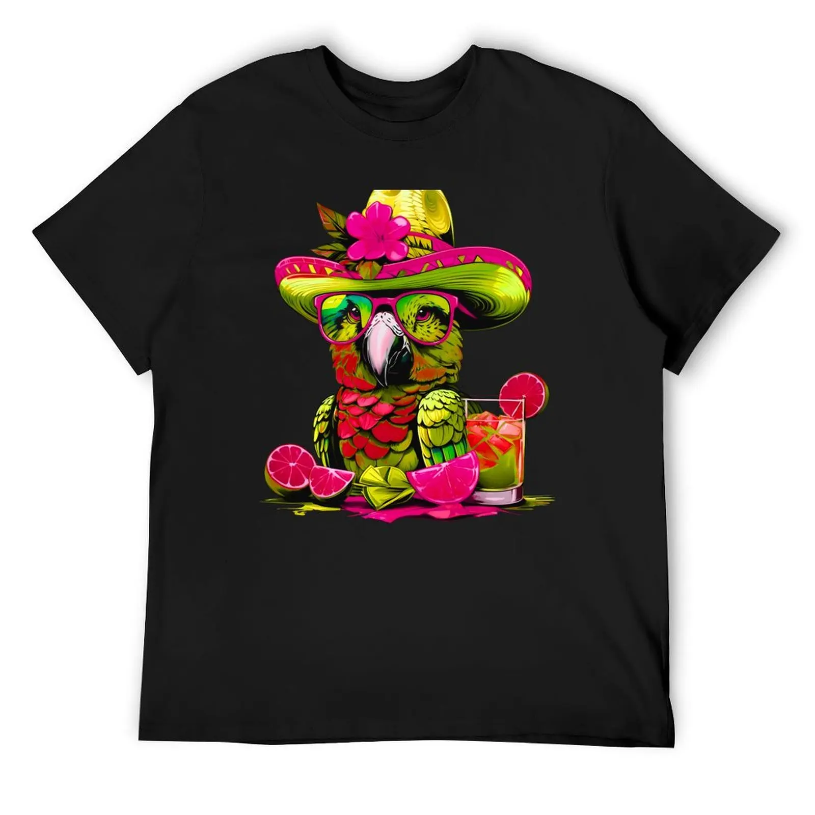 

Fabulous Parrot Summer Vibes Sunglasses Refreshing Lime Cocktails T-Shirt street wear tshirts personalised mens clothing