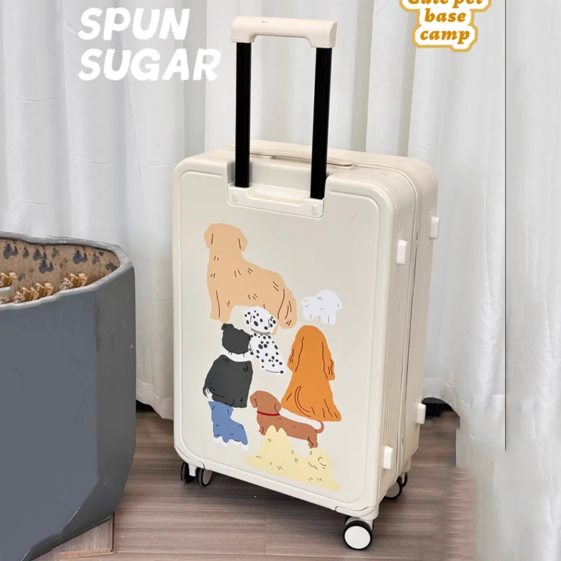 Original baby white puppy suitcase  trolley box Silent universal wheel durable and cute luggage 20/26