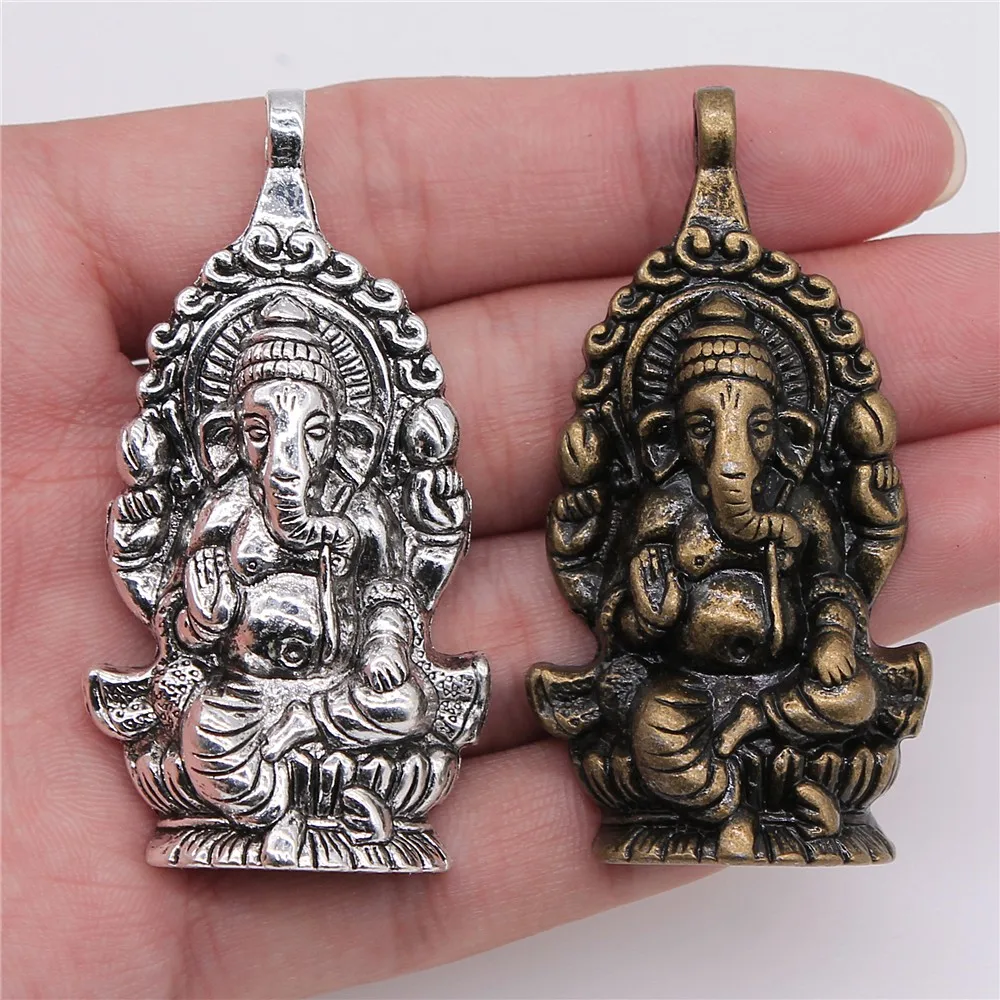 Wysiwyg 1 pçs encantos buda ganesha elefante 62x32mm antigo fazer pingente apto vintage tibetano prata cor diy descobertas jóias