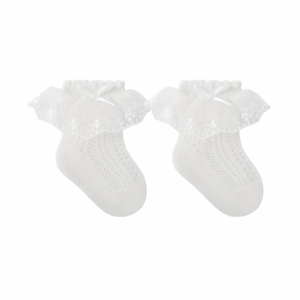 

Lightweight Thin Mesh Baby Socks Princess Lace Breathable Cotton Socks Lace Trim Knit Newborn Tube Socks Kids