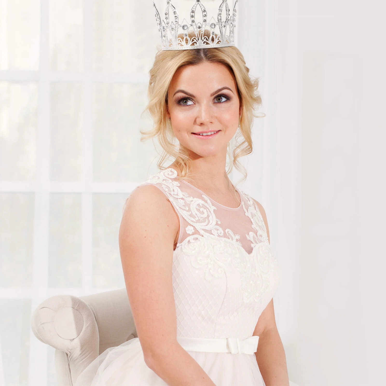 

Wedding Rhinestone Tiara Bride Bridal Hair Accessories for Women Headdress Crown