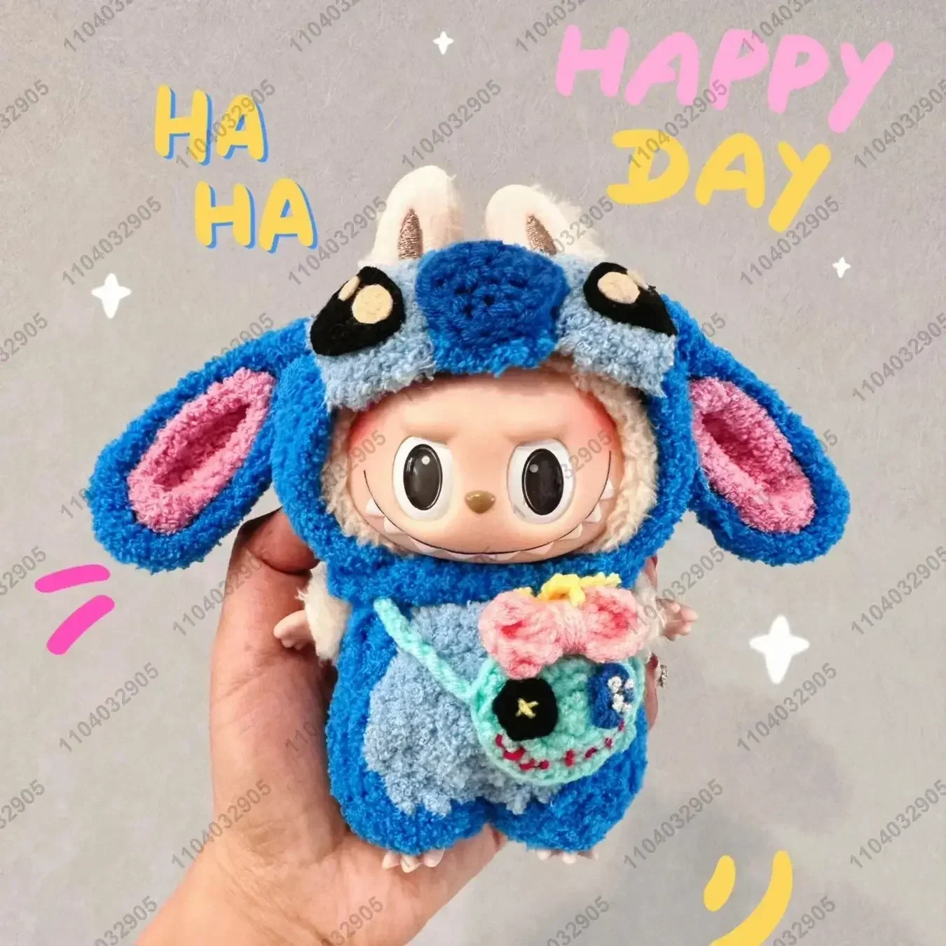 Labubu The Monsters Stitch Costume Labubu Clothes High Quality 1:1 Replica Vinyl Face Doll Action Figure Bag Charm Pendant Gift