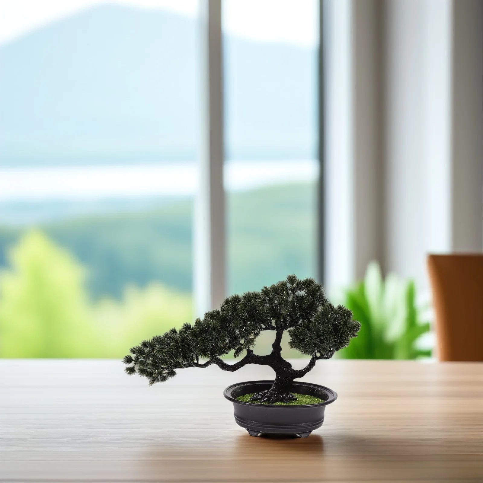 

Lifelike Simulated Pine Bonsai Artificial Potted Plant Home Office Decor Durable Maintenance Free Faux Greenery Mini Tree