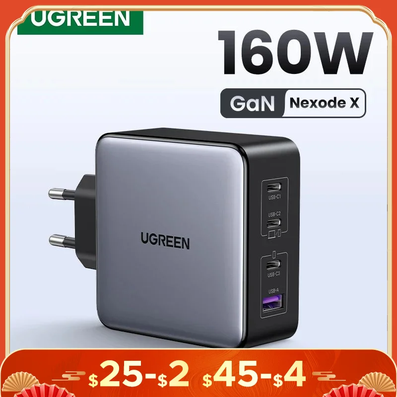 UGREEN 160W GaN Charger PD3.1 Type C For Macbook Pro Laptop USB Fast Charger QC4.0 3.0 Quick Charge For iPhone 16 Xiaomi Tablet