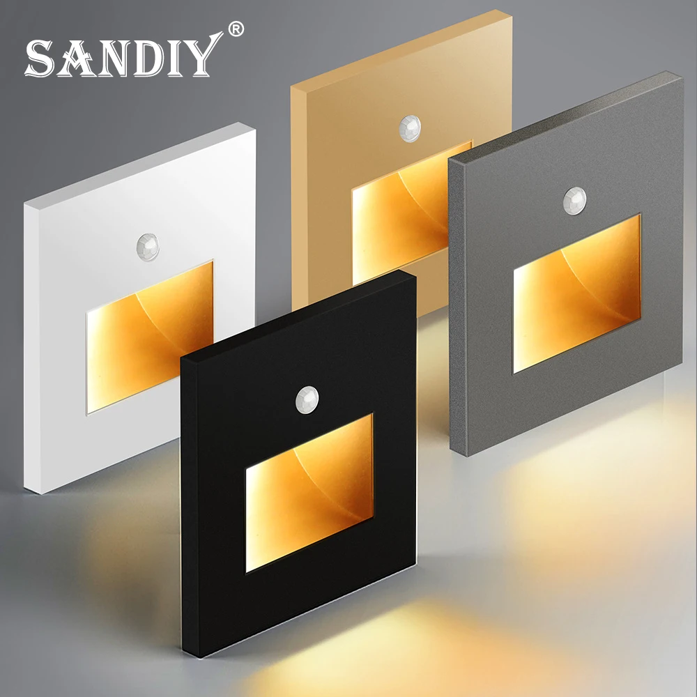 SANDIY Smart Wall Lamp Pir Motion Sensor Stair Light Led Nightlights for Room Decor Hall Kitchen Bedroom Closets Indoor Lighting