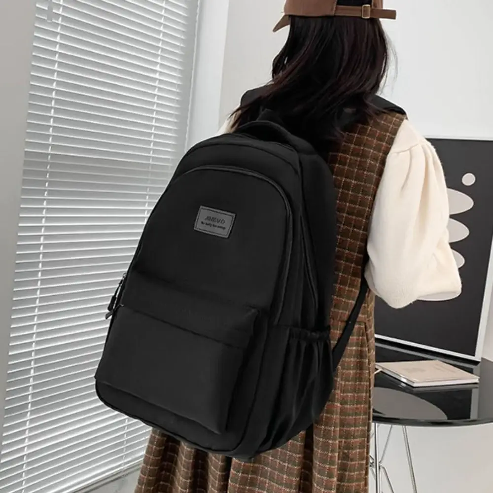 Portable Solid Color Laptop School Bag Simple Oxford Large Capacity Backpack Waterproof Daypack College Backpack Teenagers