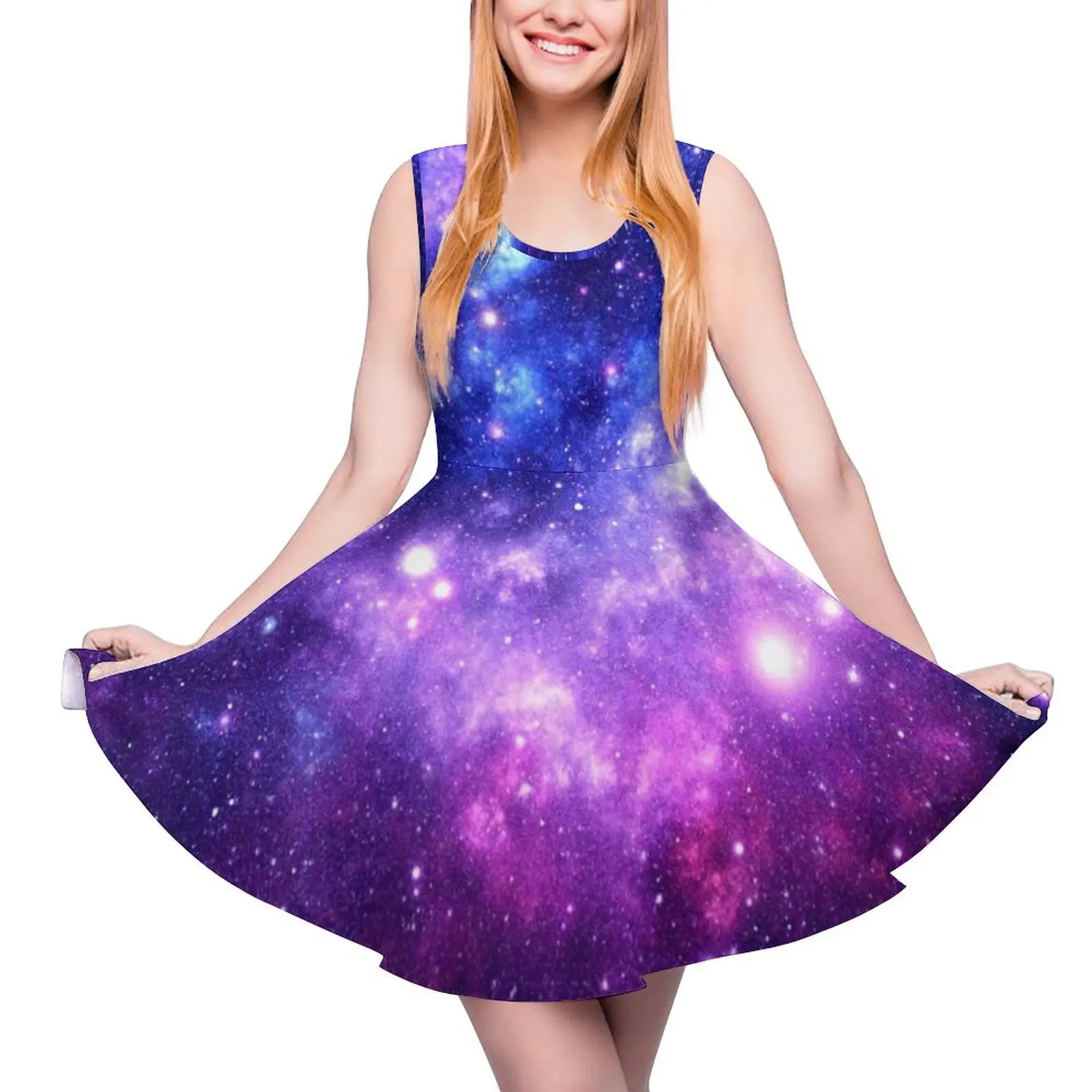 

Purple Blue Galaxy Nebula Sleeveless Dress Woman clothing women clothing 2024 new arrivals dresses for womens 2024