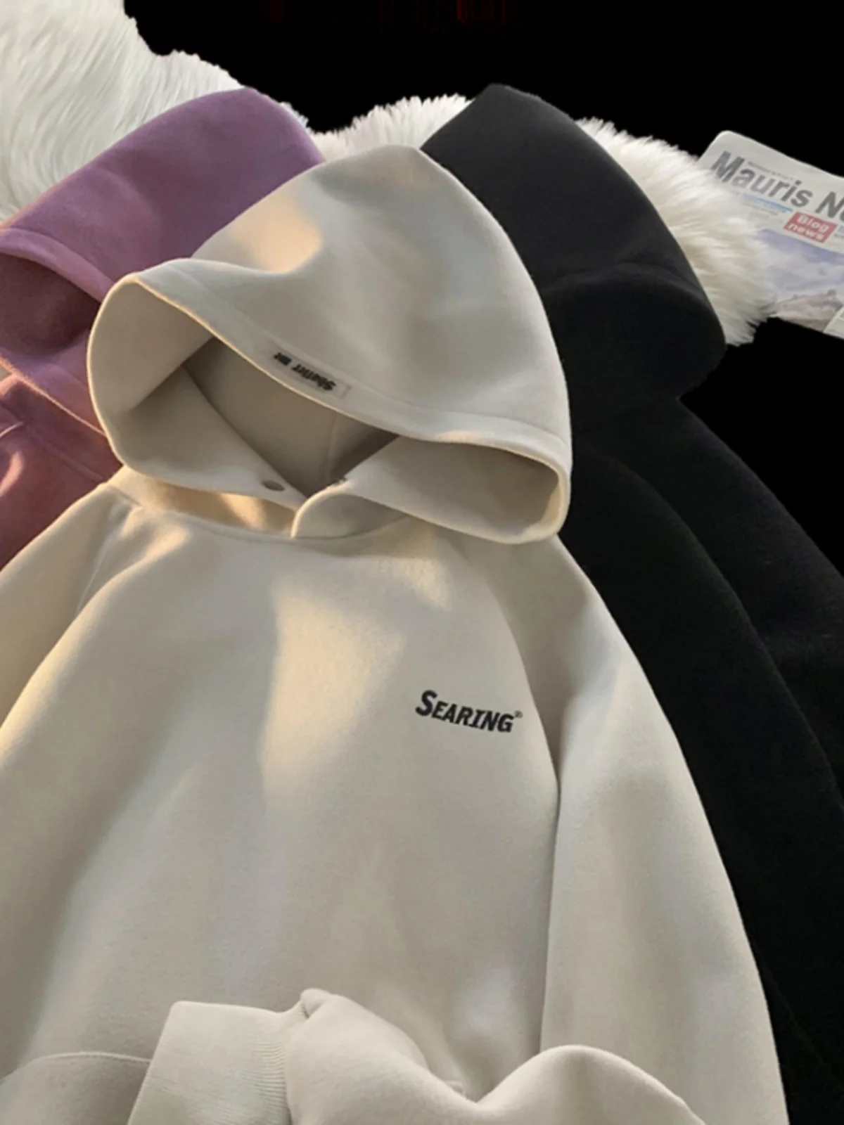 

American Sle Oversize oulder Sweatirt Men's Simple Hoodie Couple's Autumn Casual Loose Fit Polyester Fabric Sweatirt