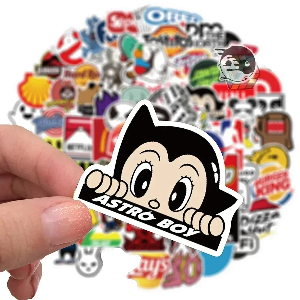 10/30/50/100Pcs Fashion Cool Brand Logo Stickers Motorcycle Laptop Car Phone Skateboard Waterproof Sticker Decal for Kid Toy