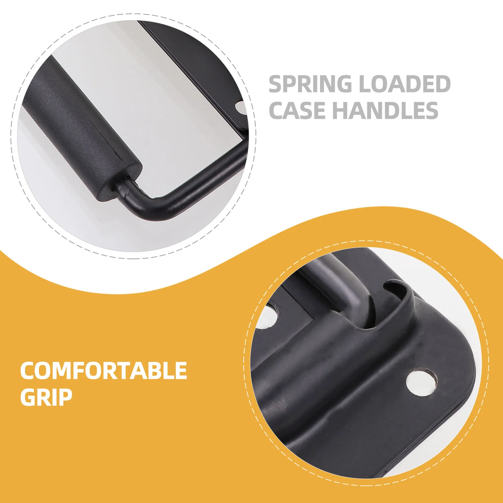 

2Pcs Spring Loaded Case Handles Heavy Duty Iron Toolbox Folding Handles Suitcase Cabinet Box Replacement Durable Grip