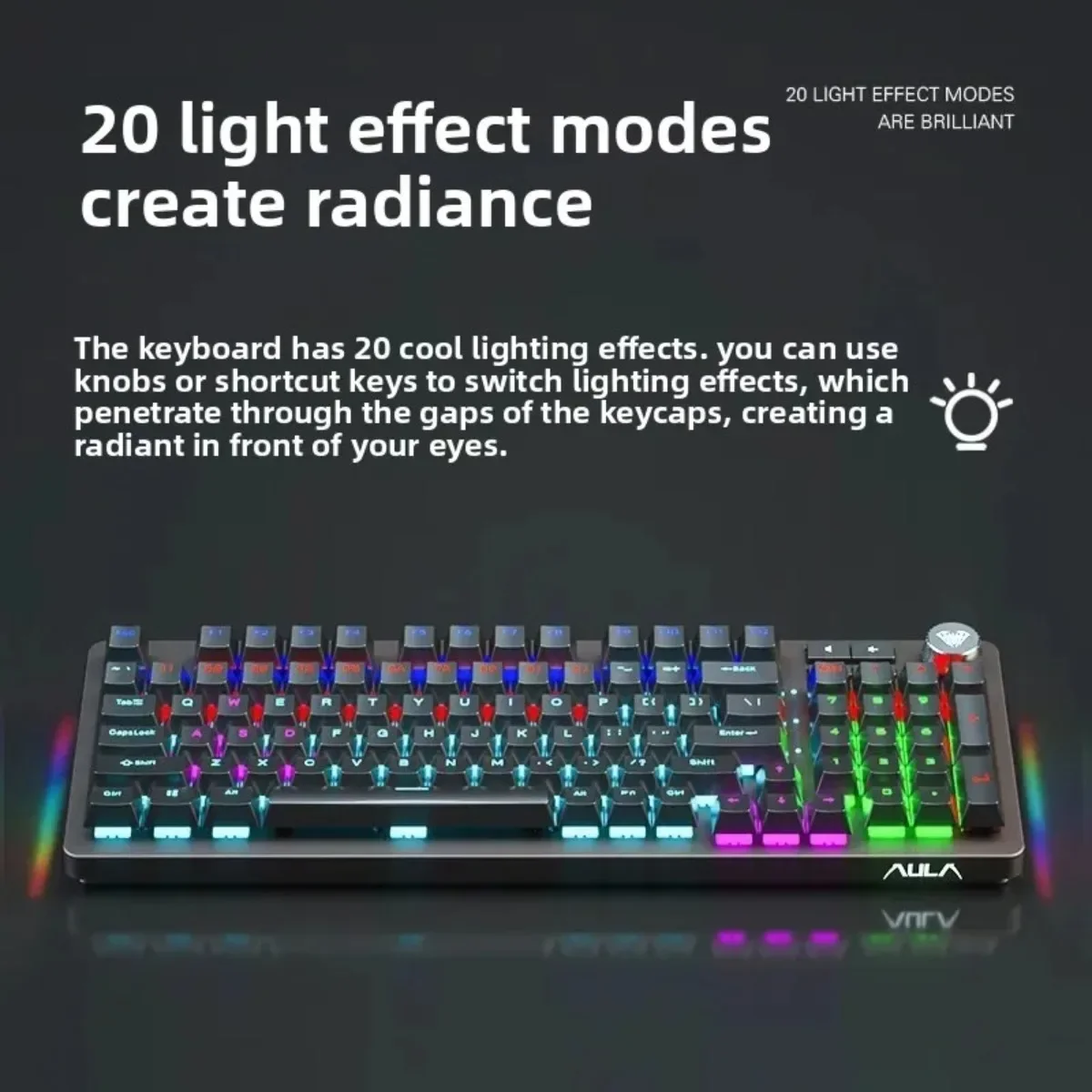 AULA F3060 Wired Keyboard Full Key Hot Swappable Aluminum Alloy Panel RGB Gaming Keyboard with Metal Knobs Game Accessories Gift - Image 3