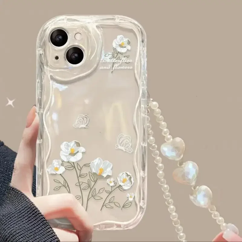 Case For OPPO A79 A78 A58 A38 A18 Reno 11 8Z 7Z 8T 8 7 6 5 4 Pro F11 F9 R15 Pro R17 Find X3 Lite F21 Pro Flower Chain Cover image 4