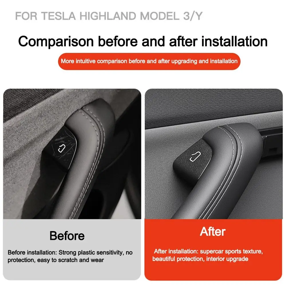 4pcs Luxury Door Switch Patch Custom Fit Suede Door Button Decor Trim Sticker Cover for Tesla Model 3/Y Juniper Launch 2025