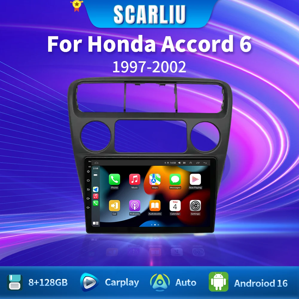 

Android 16 for Honda Accord 6 1997-2003 Multimedi Player Video Audio Car Radio Wireless CarPlay Split Screen DSP Stereo No 2 din