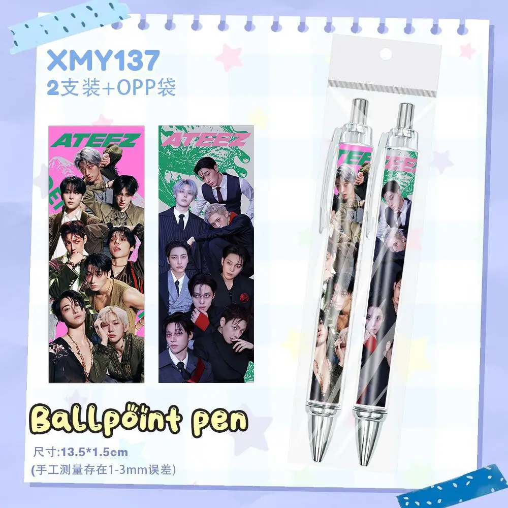 9Bags/18Pcs ATEEZ Retractable Gel Pen 0.5mm SAN MINGI YUNHO YEOSANG WOOYOUNG JONGHO HONGJOONG School Stationery Fans Cosplay