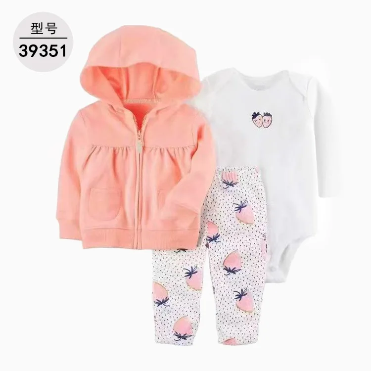 Baby Clothes Set Kids Spring Autumn Sweater Hooded Long-sleeved Baby Boys Girls Children\'s 3pcs Bodysuit Childrens Outfits Ropa